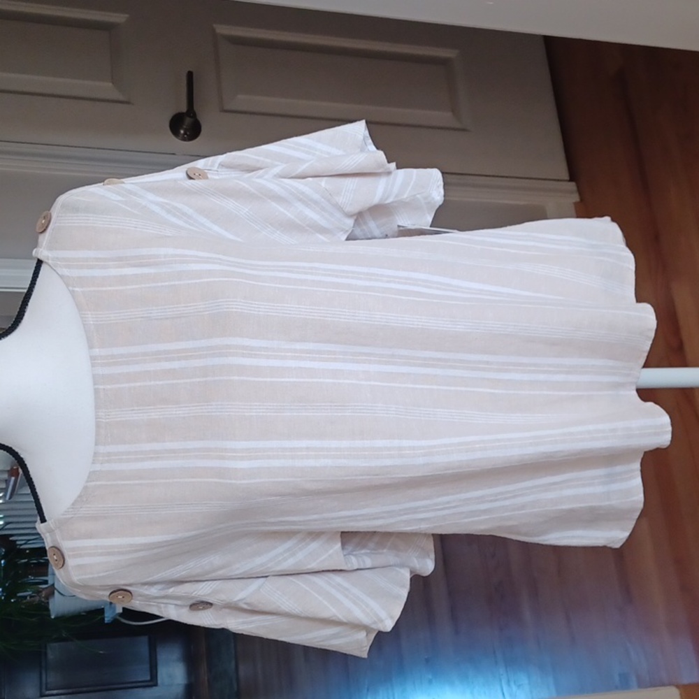 NWT Ellen Tracy Striped Linen Shirt Women's S